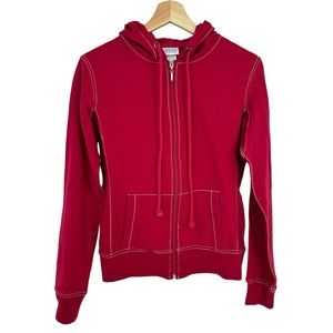 Aqua Rose Red Zip Up Hoodie Cotton Sweatshirt